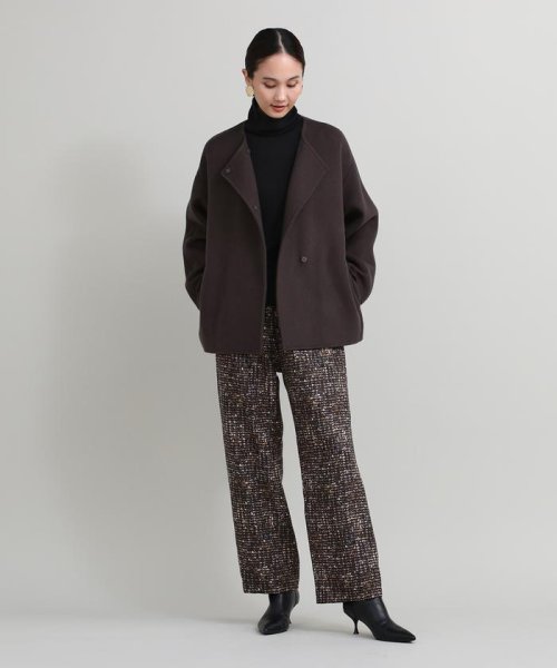 ノーカラーショートコート 