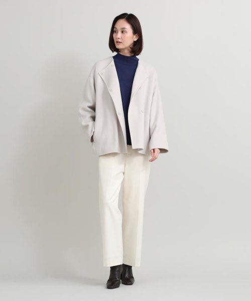 ノーカラーショートコート 