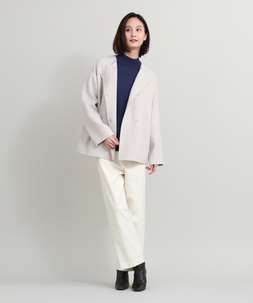 ノーカラーショートコート 