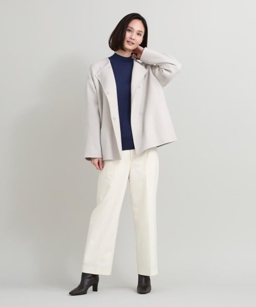 ノーカラーショートコート 