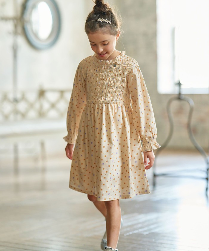 モノトーン花柄 ワンピース 