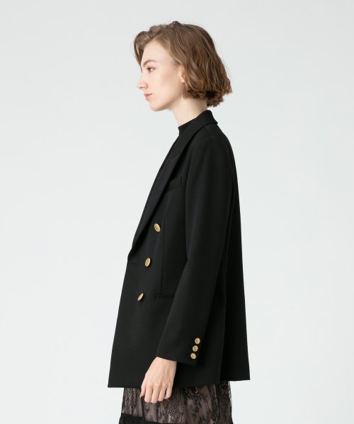 【LOULOU WILLOUGHBY】ギャバジンテーラードジャケット LOULOU WILLOUGHBY WILLOUGHBY店舗とオンラインショップ限定販売になります フィッティングモデル 詳細画像 172cm B82 W66 H92　着用サイズ：02