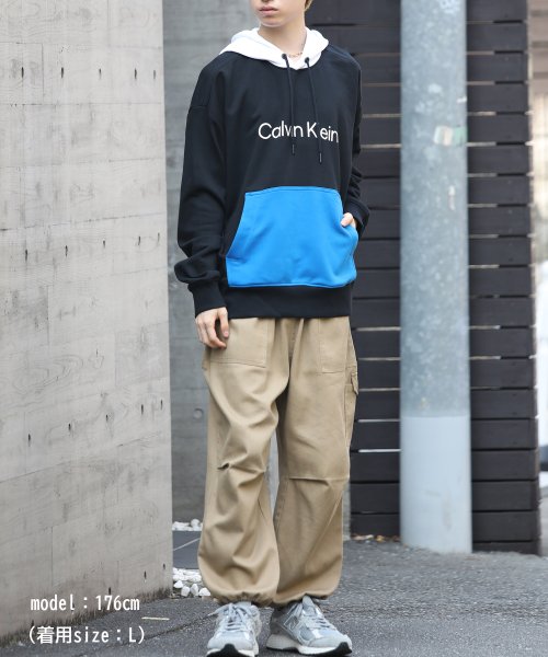 Calvin Klein(カルバンクライン)/【Calvin Klein / カルバンクライン】フロントロゴ 配色 スウェット フーディー プルオーバー パーカー カンガルーポケット 長袖 40CM273/img01