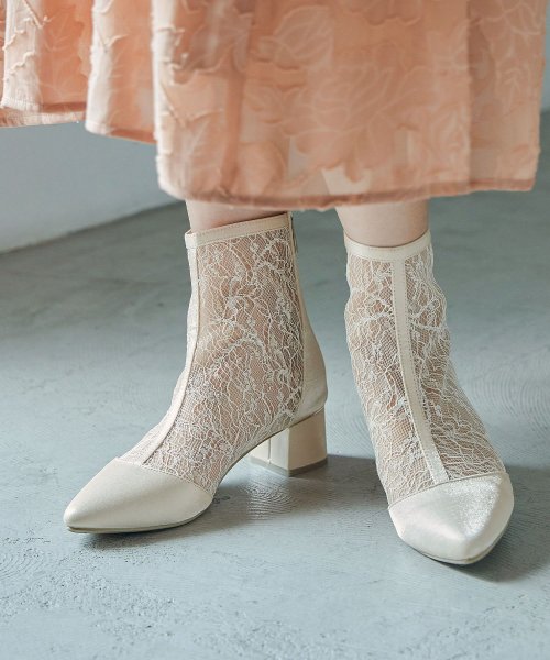 niana(ニアナ)/niana ニアナ 結婚式 ブーツ パンプス パーティーシューズ ショートブーツ ブーティ レース サテン シアー チャンキーヒール 靴 小さいサイズ 大きいサ/img08