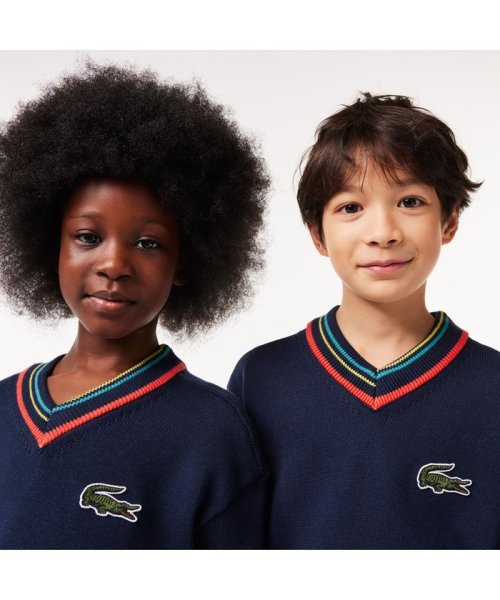 LACOSTE KIDS(ラコステ　キッズ)/アシンメトリーリブニットJUNIORチルデンニットセーター/img01