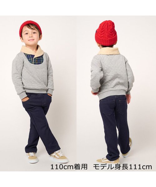 moujonjon(ムージョンジョン)/【子供服】 moujonjon (ムージョンジョン) ボア衿付チェック切替キルトトレーナー 80cm～140cm M50609/img06