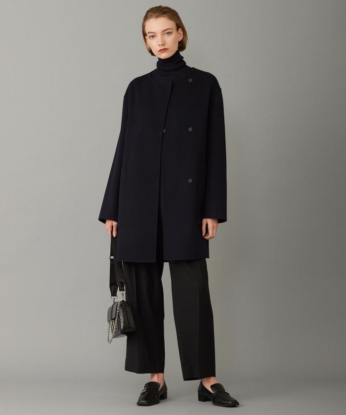 ウールリバー ストール付きノーカラーコート(505725344)｜阪急百貨店