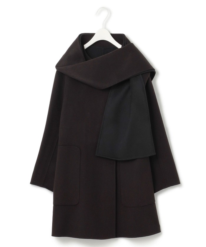 ウールリバー ストール付きノーカラーコート(505725344)｜阪急百貨店