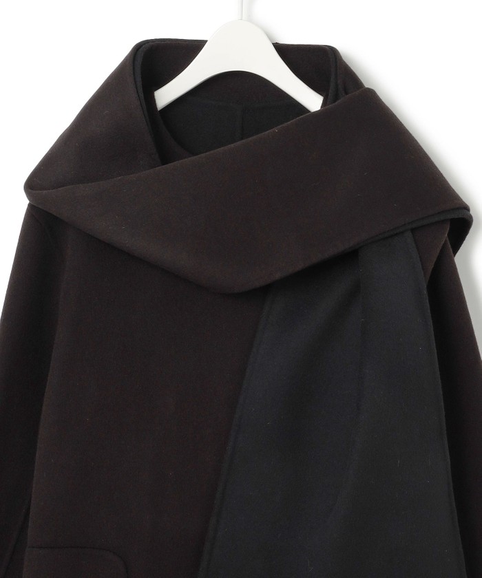 ウールリバー ストール付きノーカラーコート(505725344)｜阪急百貨店