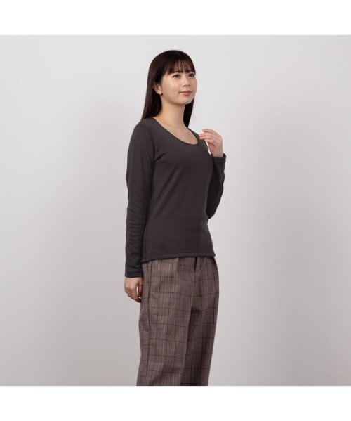 MAC HOUSE(women)(マックハウス（レディース）)/レディース NAVY 温℃ 裏シャギーUネックインナーTシャツ 372282MH/img04