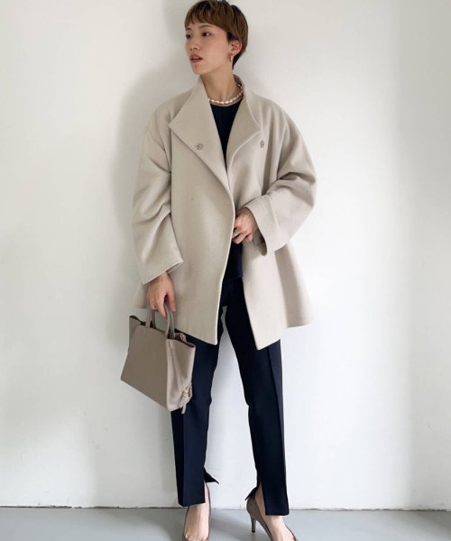 F by ROSSO　ビーバースタンドカラーミドルコート by