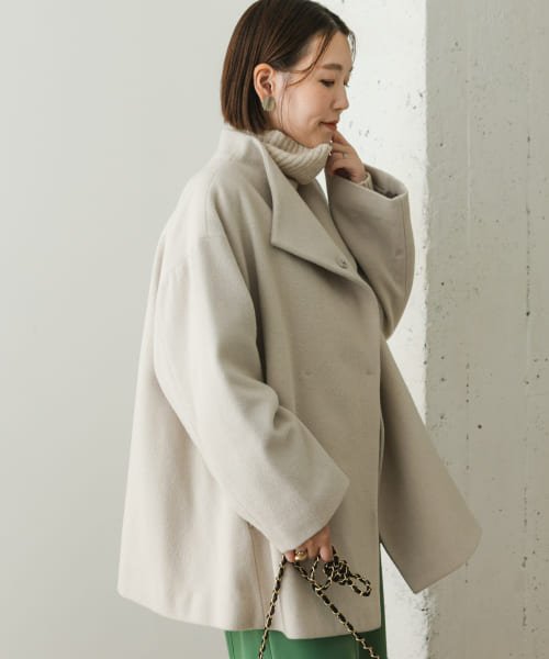 F by ROSSO　ビーバースタンドカラーミドルコート by