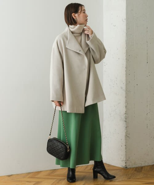 F by ROSSO　ビーバースタンドカラーミドルコート by