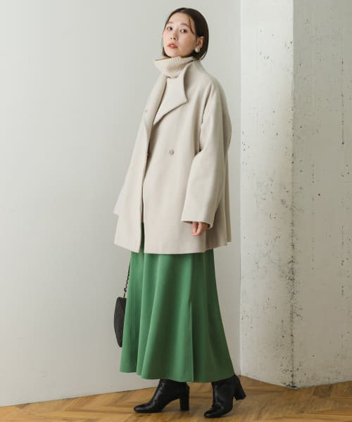 F by ROSSO　ビーバースタンドカラーミドルコート by