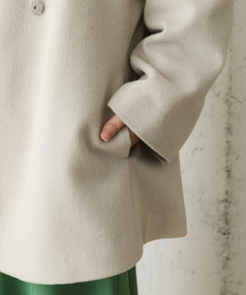 F by ROSSO　ビーバースタンドカラーミドルコート by