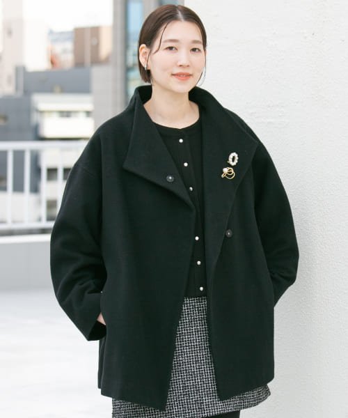 F by ROSSO　ビーバースタンドカラーミドルコート by