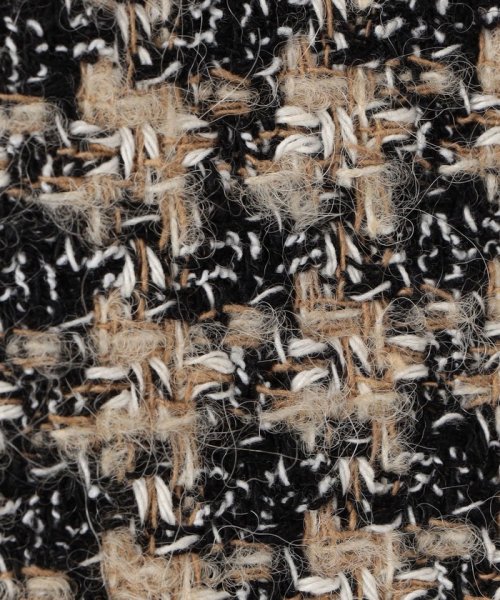 ミックスハウンドトゥースツイード スタンドカラーコート 