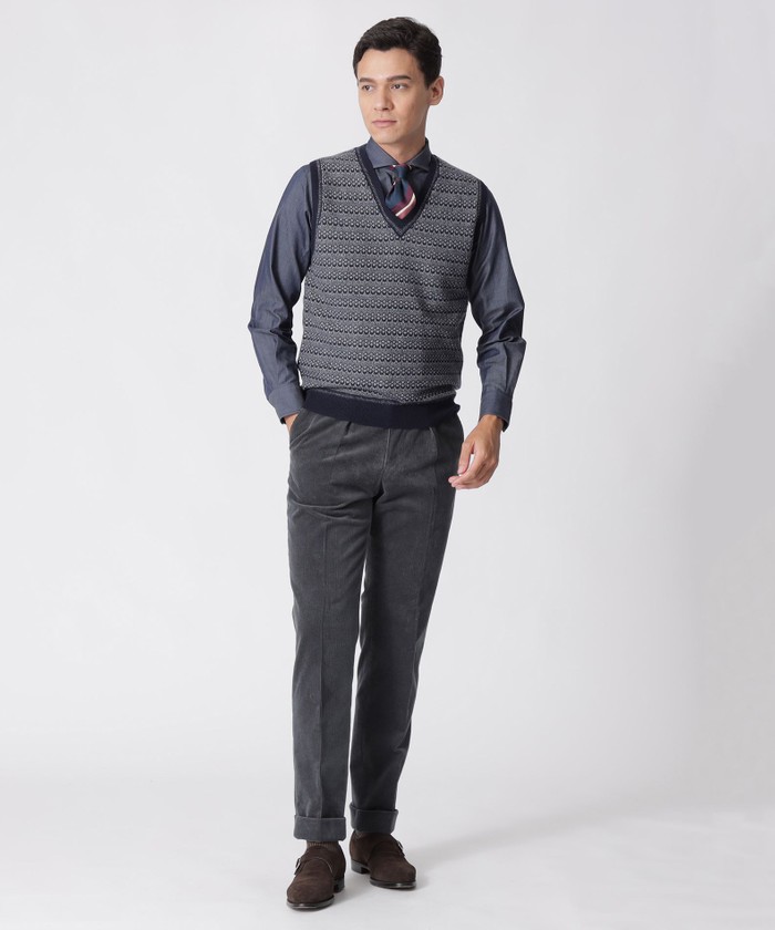 ウールメランジフェアアイルニットベスト(505648311)|HANKYU MEN'S