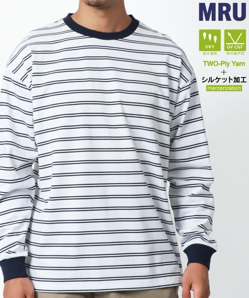 marukawa shonan(marukawa shonan)/別注 【MRU/エムアールユー】高機能 クルーネック ボーダー ロンT 丸首 長袖 Tシャツ トップス メンズ レディース カジュアル カットソー/img07