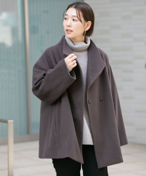 F by ROSSO　ビーバースタンドカラーミドルコート by