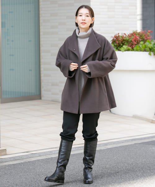 F by ROSSO　ビーバースタンドカラーミドルコート by