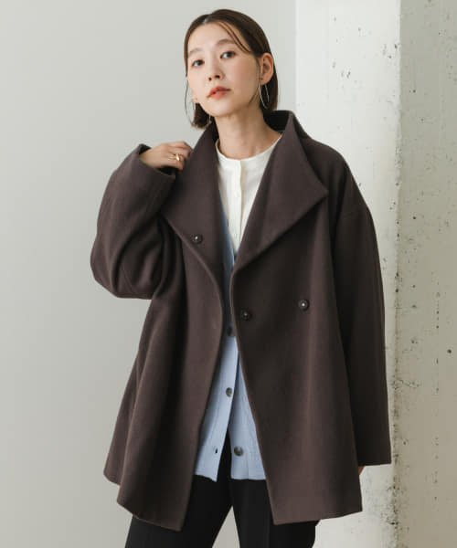 F by ROSSO　ビーバースタンドカラーミドルコート by