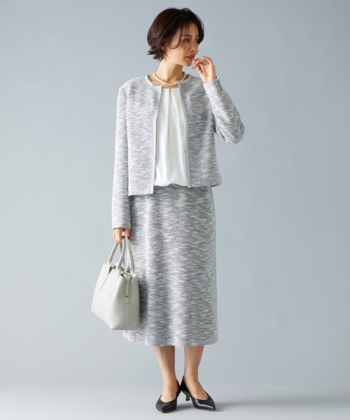 【セットアップ対応】カラミツイードノーカラー ジャケット 