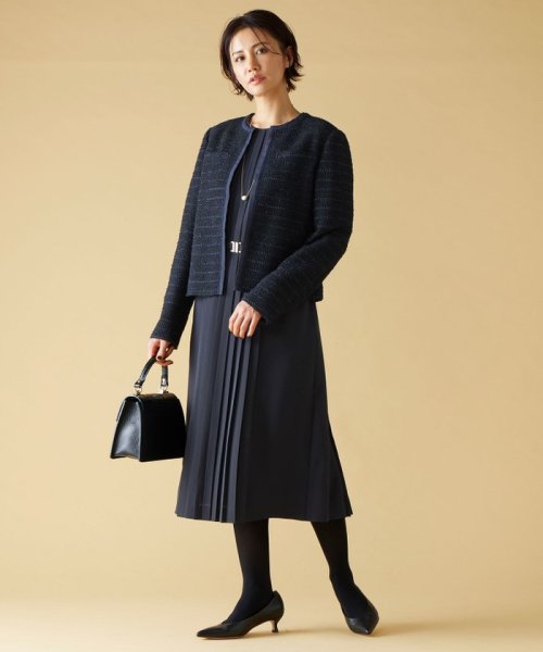 【セットアップ対応】カラミツイードノーカラー ジャケット 