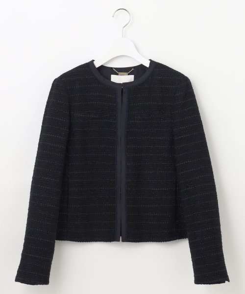 【セットアップ対応】カラミツイードノーカラー ジャケット 