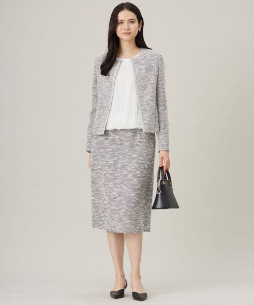 【セットアップ対応】カラミツイードノーカラー ジャケット 