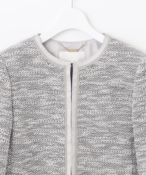 【セットアップ対応】カラミツイードノーカラー ジャケット 