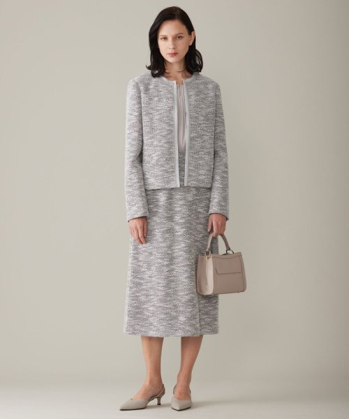 【セットアップ対応】カラミツイードノーカラー ジャケット 