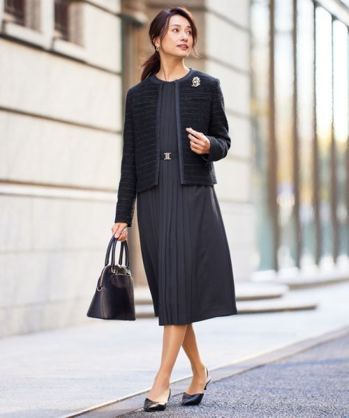 【セットアップ対応】カラミツイードノーカラー ジャケット 