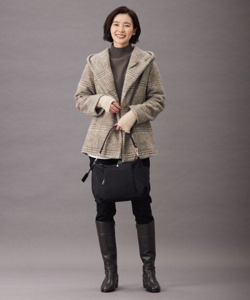 【キルトピン付き】ECOLANAスライバーチェック フーデットアウター 