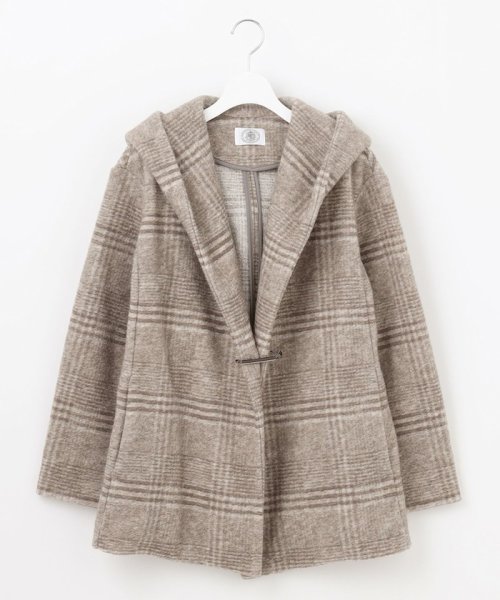 【キルトピン付き】ECOLANAスライバーチェック フーデットアウター 