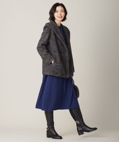 J.PRESS LADIES（LARGE SIZE）(J．プレス　レディス（大きいサイズ）)/【キルトピン付き】ECOLANAスライバーチェック フーデットアウター/img03