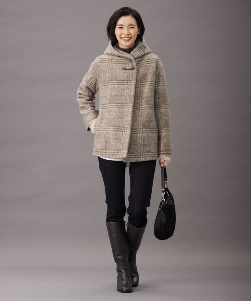 【キルトピン付き】ECOLANAスライバーチェック フーデットアウター 