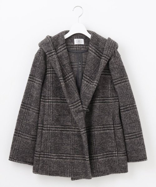 【キルトピン付き】ECOLANAスライバーチェック フーデットアウター 