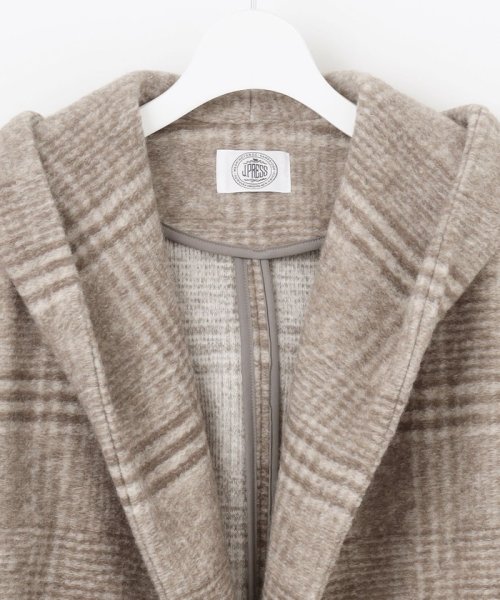 【キルトピン付き】ECOLANAスライバーチェック フーデットアウター 