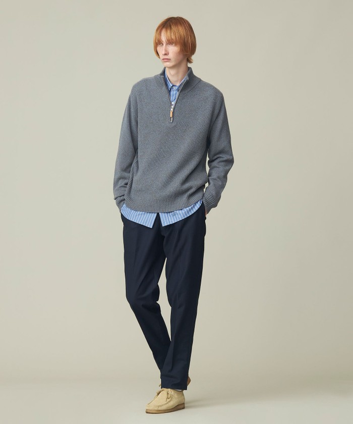 【Cash Lamb's Wool】畔編みハーフジップ ニット(505726818)｜HANKYU MEN'S / 阪急メンズ