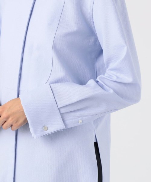 ハイカウントピケ ブザムシャツワンピース 