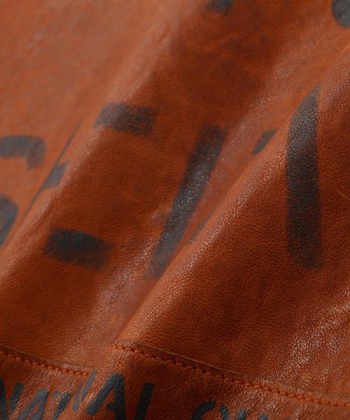 AGED LEATHER STAND ZIP RIDERS JACKET A.N.G. LEATHER STAND ZIP RIDERS JACKET AIR NATIONAL エア ナショナル ガード