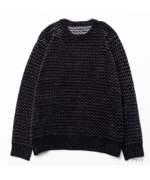 MAC HOUSE(men)(マックハウス（メンズ）)/NAVY ネイビー バーズアイモールニット 161465500/img01