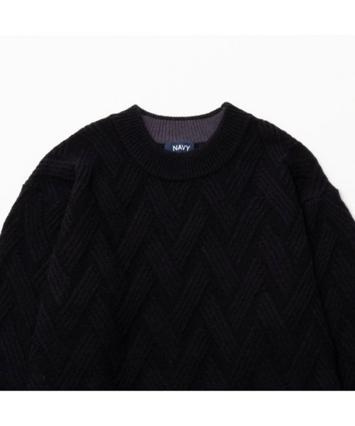 MAC HOUSE(men)(マックハウス（メンズ）)/NAVY ネイビー 快適ニット 幾何学柄モックネック メンズ T2－23AW－MC－3/img06