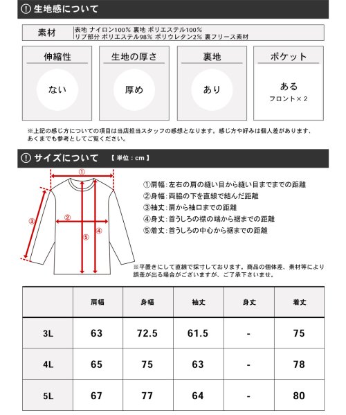 MARUKAWA(大きいサイズのマルカワ)/別注 【MRU】エムアールユー 大きいサイズ 3L 4L 5L 撥水 裏フリース タスランジャケット ブルゾン カジュアル/img01