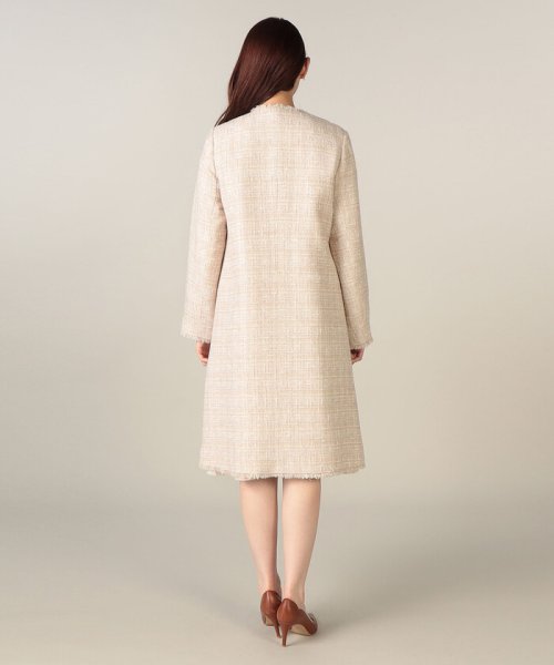 【尾州織】MIXツイードノーカラーコート 