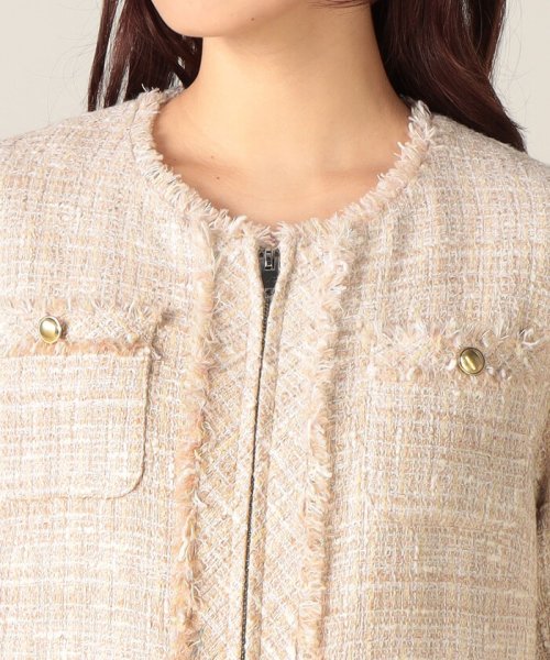 【尾州織】MIXツイードノーカラーコート 
