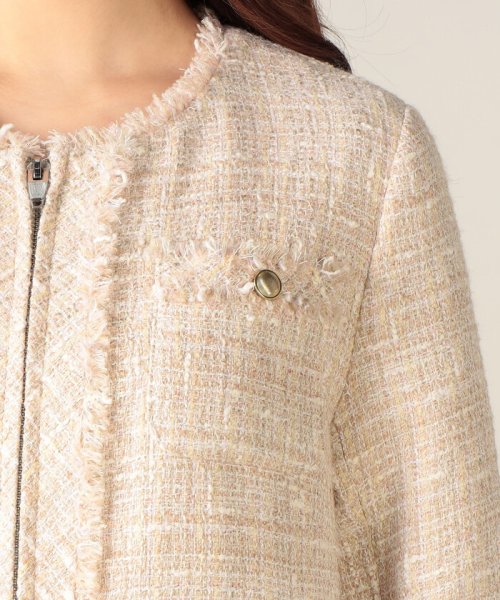 【尾州織】MIXツイードノーカラーコート 