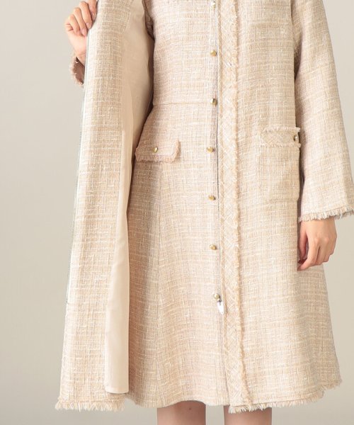 【尾州織】MIXツイードノーカラーコート 