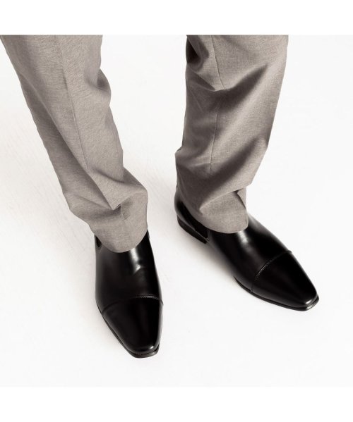 SVEC(シュベック)/ビジネスブーツ メンズ おしゃれ ヒール 2.7cm ビジネスシューズ 革靴 ロングノーズ スリッポン ストレートチップ 靴 ショートブーツ 黒 きれいめ/img10